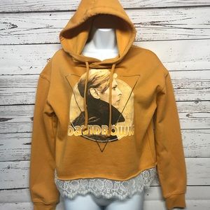 David Bowie Yellow Hoodie w Cute Lace